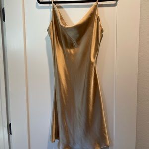 Flirty, gold cowl neck mini!